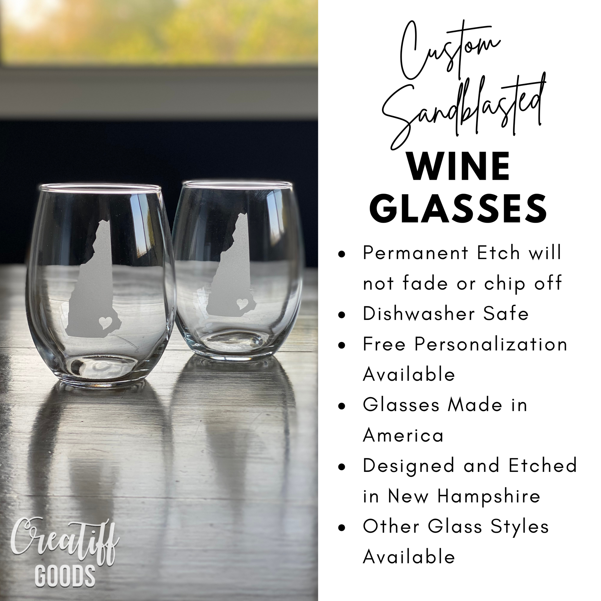 Custom Etched - 21 oz Stemless Wine Glass – CREATIFF GOODS